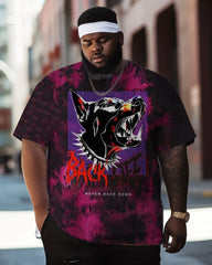Big Guys Street Tie Dye Wolf Graffiti Short Sleeve Crew Neck T-Shirt
