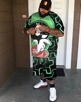 Casual Plus Size Printed Men's Short Sleeve Set