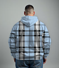 Men's Plus Size Blue Check Zip Hoodie