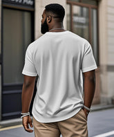 Men's Plus Size Daily Casual Abstract Feather Print Henry Collar Button Short Sleeve T-Shirt