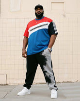 Big Boy's Daily Casual Hierarchical Multi-color Color-matching Crewneck Short-sleeved T-shirt Striped Trousers