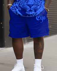 Men's Plus Size Same Color Animal Leopard Print T-Shirt Shorts Suit