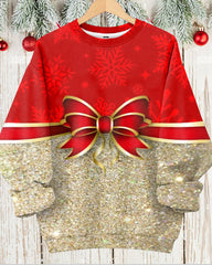 Women Plus Size Christmas Rhinestone Gift box Print Pants Suit