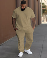 Solid Color Multi-color Optional T-Shirt Trousers Set Big & Tall Men's