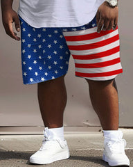 Independence Day Simple Flag USA Letter Print Large Men's Suit