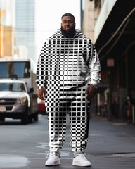 Men's Plus Size Casual Hip Hop Abstract Graphic Hoodie Two-Piece Set
