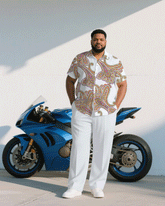 Big & Tall Men's Business Casual White Paisley Pattern Short Sleeve Shirt Pants Suit