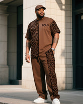 Big Boy Daily Leisure Retro Impression Painting Creative Stitching Texture POLO English Short-sleeved Trousers Suit