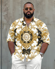 Luxury Baroque Style Printed Long Sleeve Shirt 2 Piece Set Big & Tall Men's