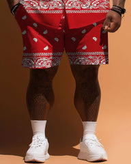 Big Menswear Casual Paisley Pattern Short Sleeve Shirt Shorts Set