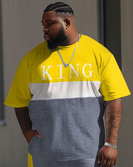 Street Vibrant Contrast King Letter Print Large Men's Suit