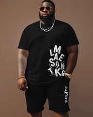 Street Casual Simple Letter Print Large Men's Set
