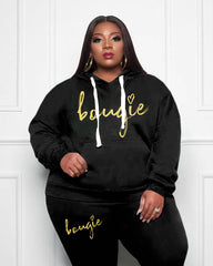 Women's Big & Tall 2 Piece Tracksuit Bougie Hoodie and Sweatpants Set