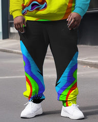 Men's Plus Size Eye Pop Style Street Long Sleeve Hoodie Set