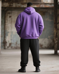 Big & Tall Men's Street Fashion Purple Expression Print Hoodie Suit