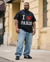 Big & Tall Men's I Love PARIS T-Shirt Denim Pants Suit