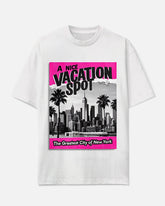 Big Men's Hip Hop VACATION SPOT New York Scenic Poster Printed Short Sleeve T-shirt