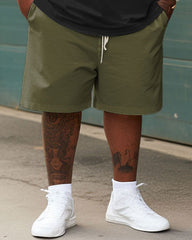 Big Men's Casual Simple New York Short Sleeve Shorts Set