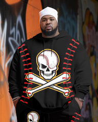 Men's Plus Size Baseball Skull Hoodie Suit