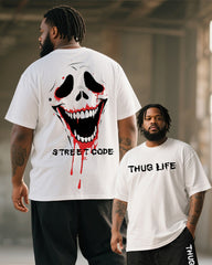 Big & Tall Men's THUG LIFE Skull Graffiti Print T-Shirt Trousers Suit