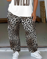 Women's Plus Size Born To Wild T-Shirt and Trousers Suit