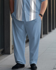 Contrast Printed Collar Short Sleeved Shirt, Oversized Men's Set