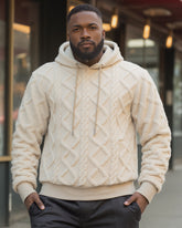 S-3XLTexture Plush Diamond Hooded Loose Fleece-lined Sweatshirt