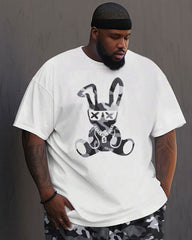 Men's Large Color Splash Rabbit Street Hip-Hop Casual Two-piece Set