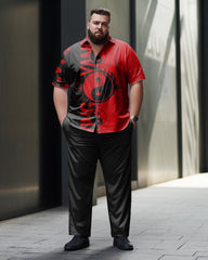 Plus Size Men's Casual Gossip Mirror Short Sleeve Walking Suit