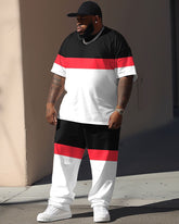 Street Vitality Red And Black Colorblock Print Large Men's Suit