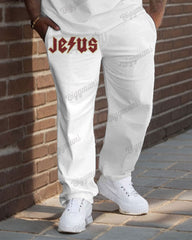 Men's Plus Size Jesus Highway To Heaven Print T-Shirt Trousers Suit