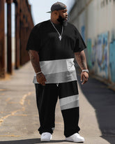 Men's Big and Tall Simple Color Block Print Set