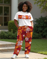 Couple Holiday Hawaiian Style T-Shirt Pants Suit Large