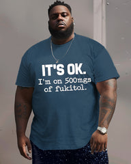 Men's Plus Size IT'S OK Alphabet Crewneck Short Sleeve T-Shirt