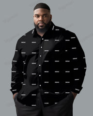 Brand Letter Print Cotton Long Sleeve Shirt Men's Plus Size