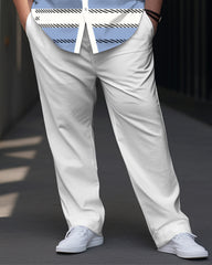 Men's Big Business Casual Colorblock Printed Short-sleeved Shirt Suit