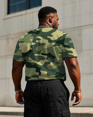 Men's Plus Size Fashion Army Camouflage Short Sleeve T-shirt