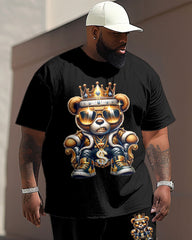 Street Casual Crown Bear Print Big Men's Set