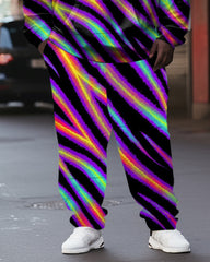 Men's Plus Size Laser Gradient Diagonal Stripes Hoodie Set of Two