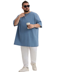 Plus Size Men's Daily Leisure Washing Water Solid Color Denim T-shirt