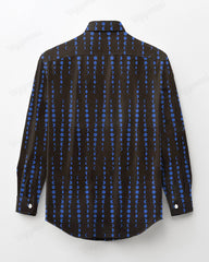 Irregular Geometric Wave Dot Long Sleeve Lapel Shirt Men's Plus Size