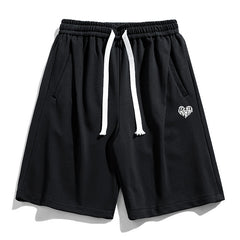 Plus Size Sports Street Style Heart Print Casual Shorts