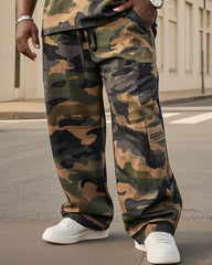 Big Boy Vintage Camouflage Print Short Sleeve Trousers Suit