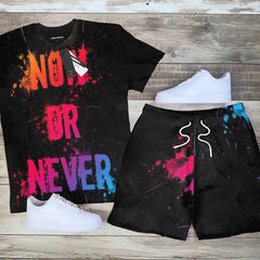 Men's Casual Print Short Sleeve Suits