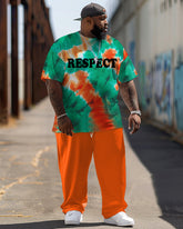 RESPECT Letter Tie-Dye Print Large Men's Suit
