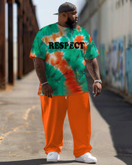 RESPECT Letter Tie-Dye Print Large Men's Suit