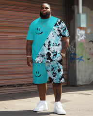 Street Casual Smiley Splash Ink Print Large Men's Set