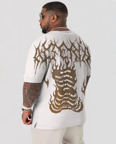 Pure Cotton Fabric-Flaming Bear Letter Pattern Back Big Guys Short Sleeve T-Shirt