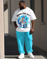 Street Casual Weird Skull Letter Print Men's Big & Tall Set