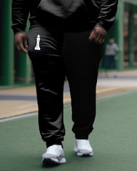 Men's Big and Tall Casual Black King Hoodie Set